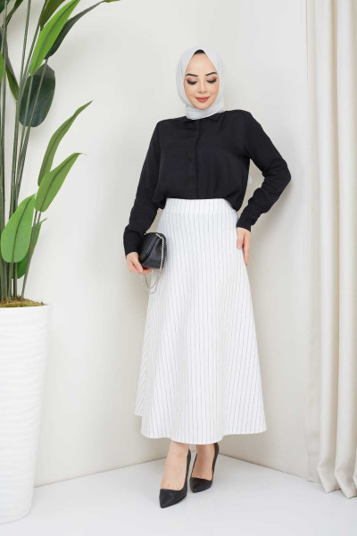 Puf Scuba CİZGİLİ ZARA DESEN Etek Puf Scuba CİZGİLİ ZARA DESEN Etek