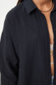 Oversize Basic Müslin Gömlek Siyah Lmx0002 Oversize Basic Müslin Gömlek Siyah Lmx0002
