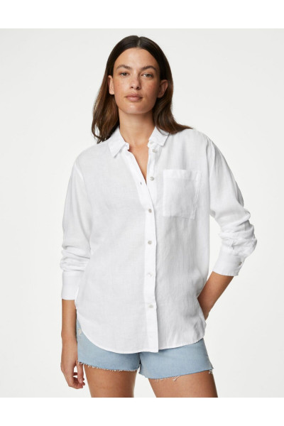 Relaxed Fit Uzun Kollu Keten Gömlek Relaxed Fit Uzun Kollu Keten Gömlek