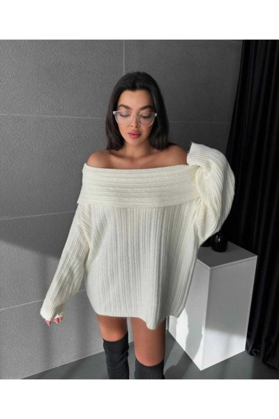 Knitical Tekstil Omuz Açık Katlamalı Mevsimlik Kazak