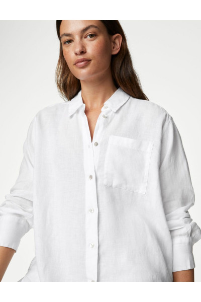 Relaxed Fit Uzun Kollu Keten Gömlek Relaxed Fit Uzun Kollu Keten Gömlek