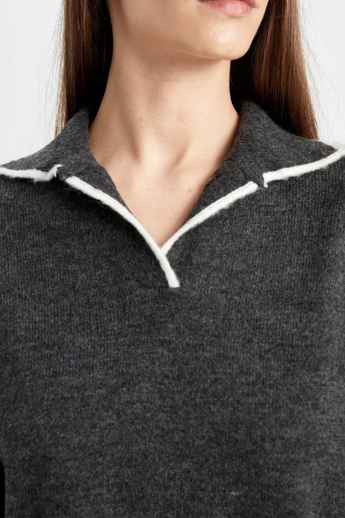 Regular Fit Yumuşak Dokulu Polo Yaka Triko Kazak A3868ax24wn Regular Fit Yumuşak Dokulu Polo Yaka Triko Kazak A3868ax24wn