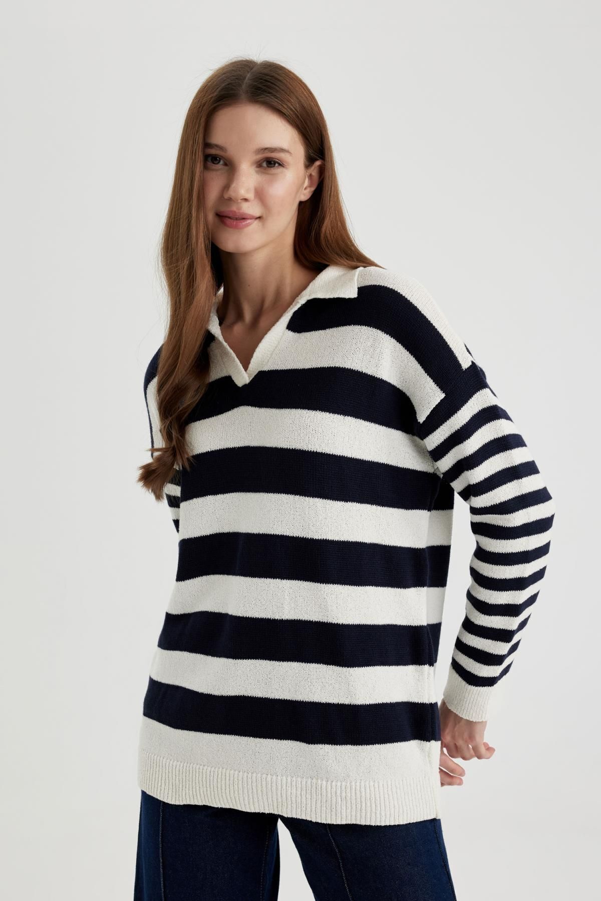 Regular Fit Çizgili Polo Yaka Tişört Tunik C2850ax24sp Regular Fit Çizgili Polo Yaka Tişört Tunik C2850ax24sp