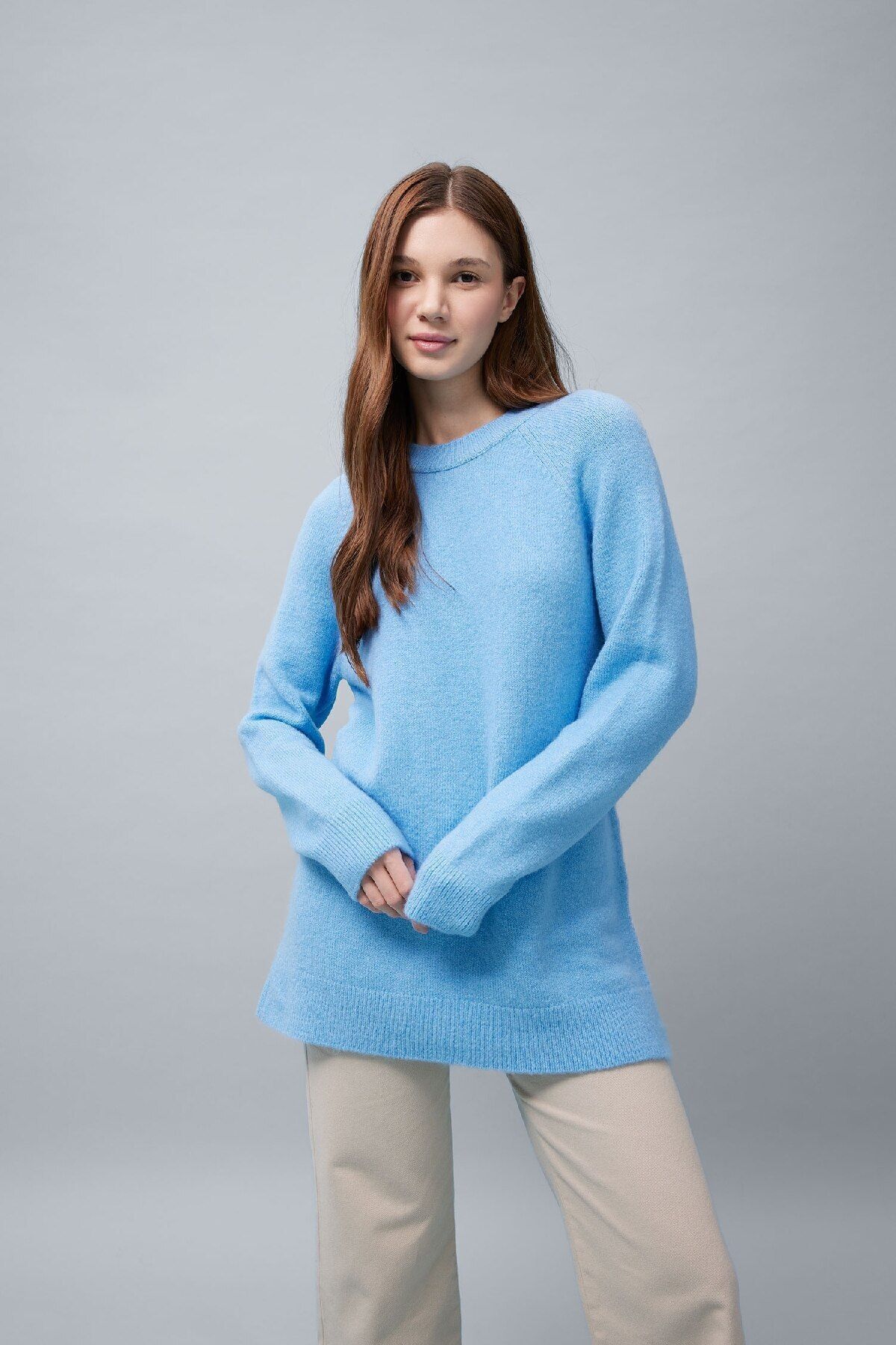 Regular Fit Bisiklet Yaka Basic Düz Triko Kazak Tunik B2709ax23wn Regular Fit Bisiklet Yaka Basic Düz Triko Kazak Tunik B2709ax23wn