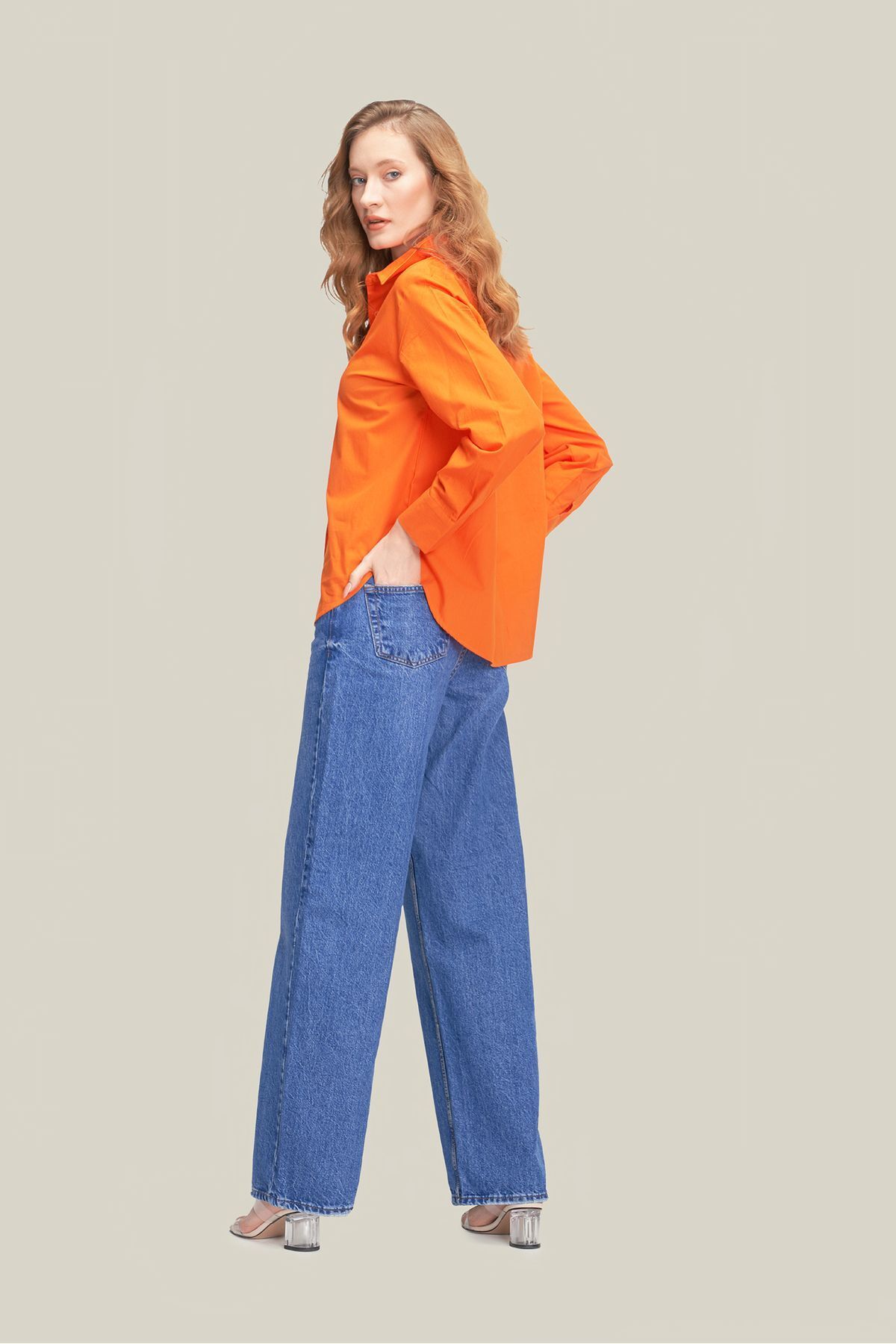 The Pery Turuncu Regular Kalıp Pamuklu Gömlek