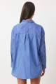 Kalp Nakışlı Çizgili Oversize Poplin gömlek Lacivert Beyaz Ldx0001 Kalp Nakışlı Çizgili Oversize Poplin gömlek Lacivert Beyaz Ldx0001