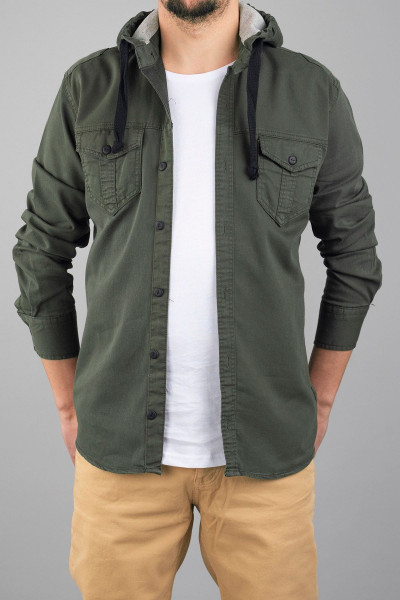 Kapüşonlu Slim Fit Erkek Kot Gömlek