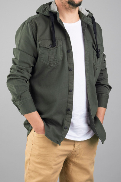Kapüşonlu Slim Fit Erkek Kot Gömlek