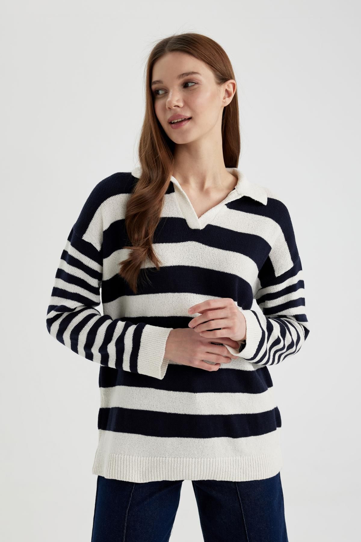 Regular Fit Çizgili Polo Yaka Tişört Tunik C2850ax24sp Regular Fit Çizgili Polo Yaka Tişört Tunik C2850ax24sp