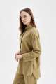 Relax Fit Gömlek Yaka Dokuma Uzun Kollu Gömlek Tunik D2609ax24au