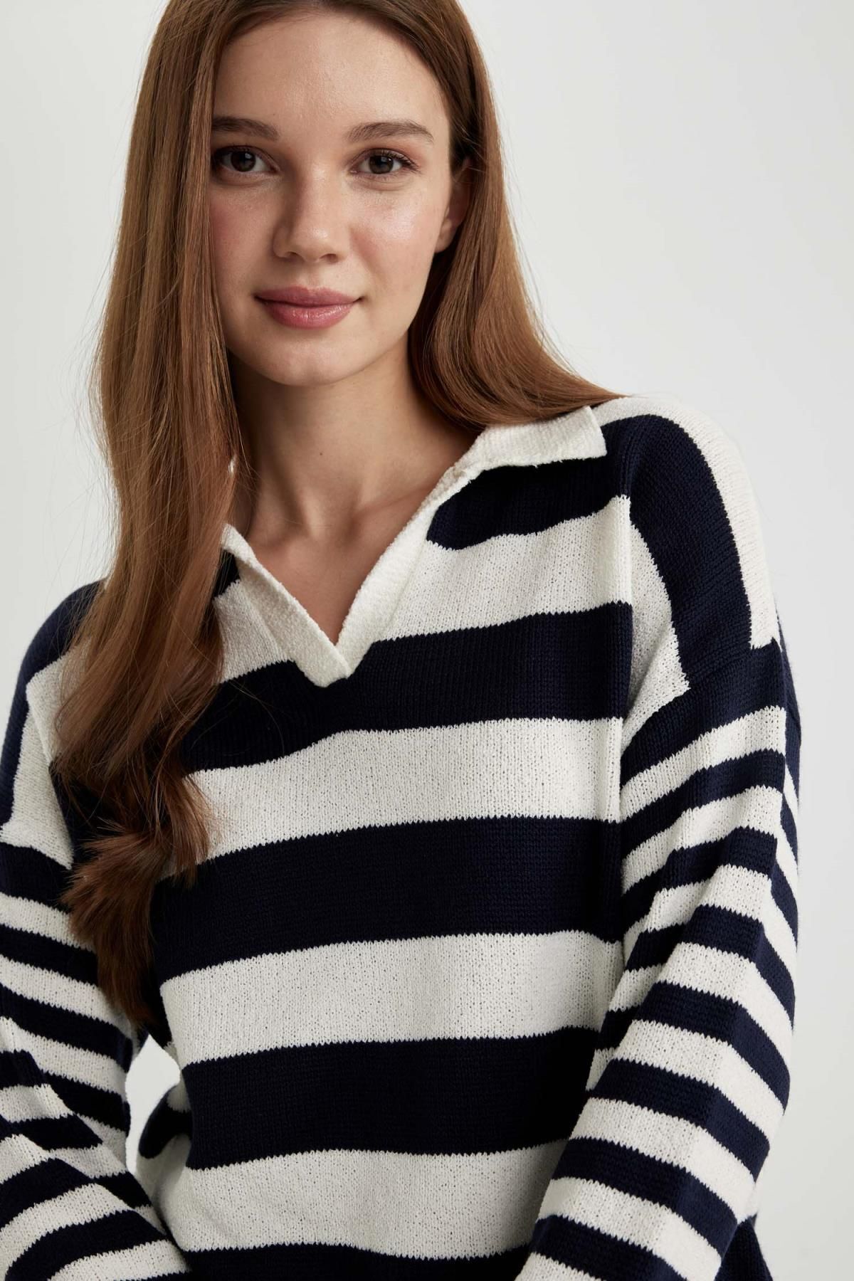 Regular Fit Çizgili Polo Yaka Tişört Tunik C2850ax24sp Regular Fit Çizgili Polo Yaka Tişört Tunik C2850ax24sp