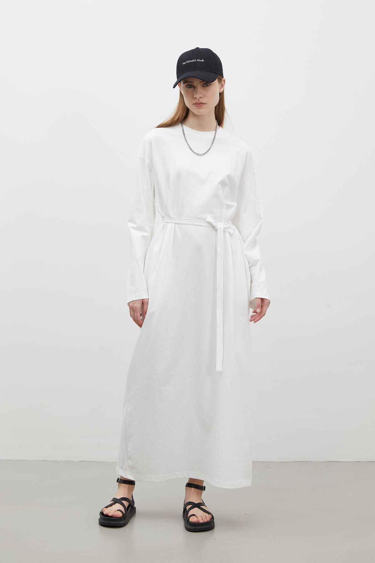 OVERSIZE PAMUKLU ELBİSE EKRU OVERSIZE PAMUKLU ELBİSE EKRU