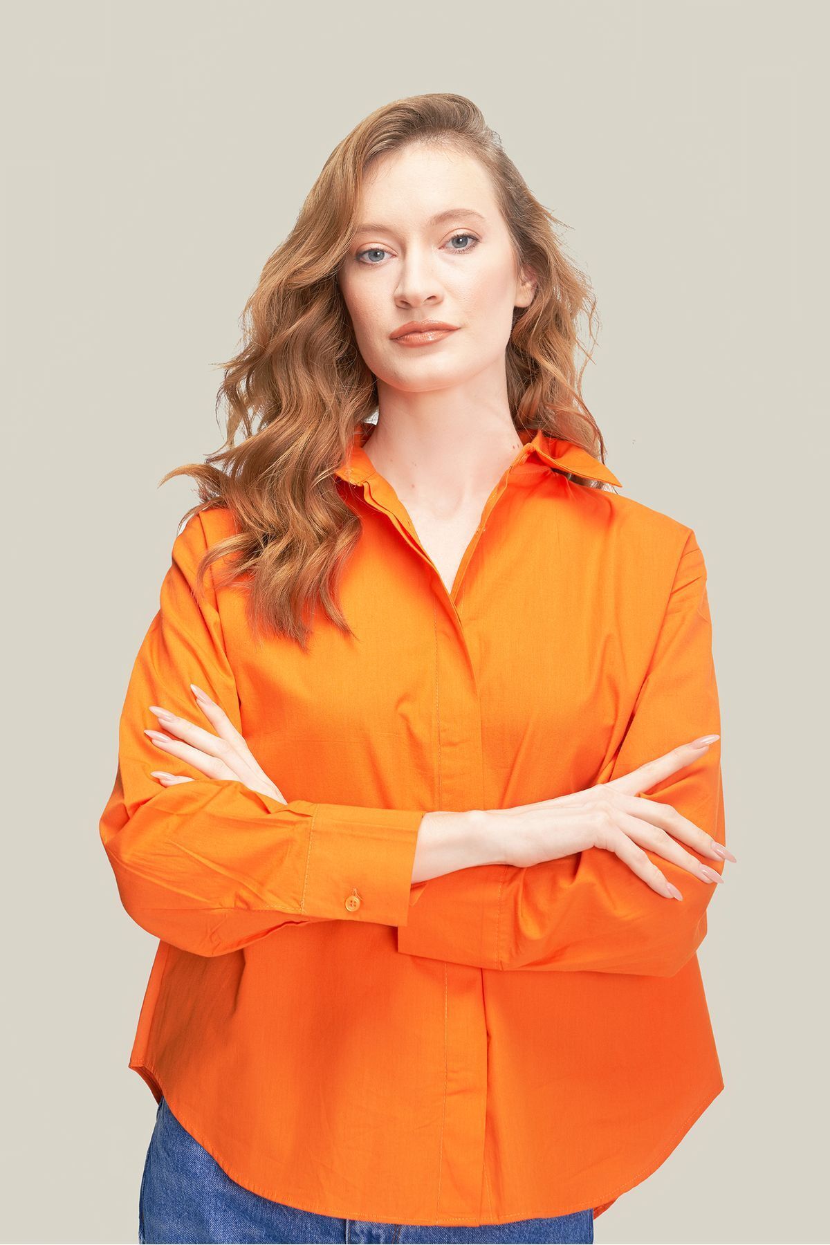 The Pery Turuncu Regular Kalıp Pamuklu Gömlek