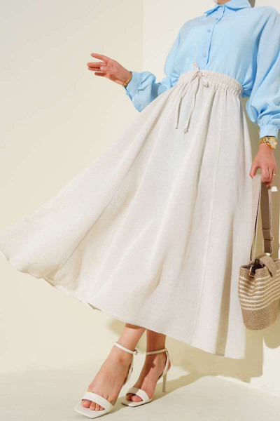 Keten Kloş Etek Keten Kloş Etek