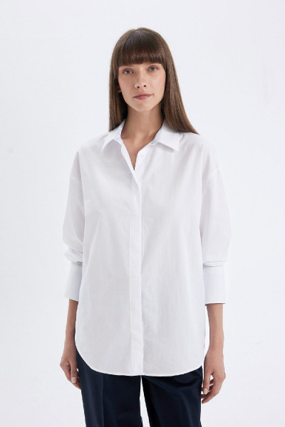 Oversize Geniş Kalıp Basic Düz Poplin Uzun Kollu Gömlek D3152ax24au Oversize Geniş Kalıp Basic Düz Poplin Uzun Kollu Gömlek D3152ax24au