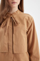 Relax Fit Fiyonk Yaka Poplin Uzun Kollu Gömlek Tunik D4152ax24au