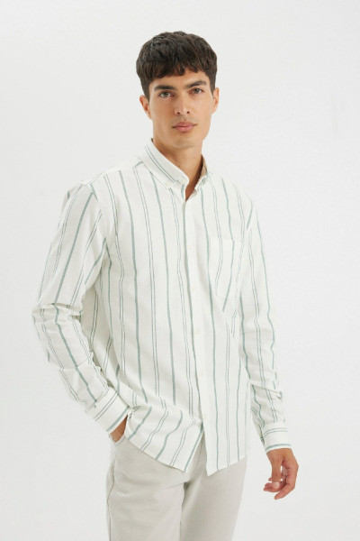 Regular Fit Normal Kesim Oxford Düğmeli Çizgili Pamuklu Uzun Kollu Gömlek D3500ax24au Regular Fit Normal Kesim Oxford Düğmeli Çizgili Pamuklu Uzun Kollu Gömlek D3500ax24au