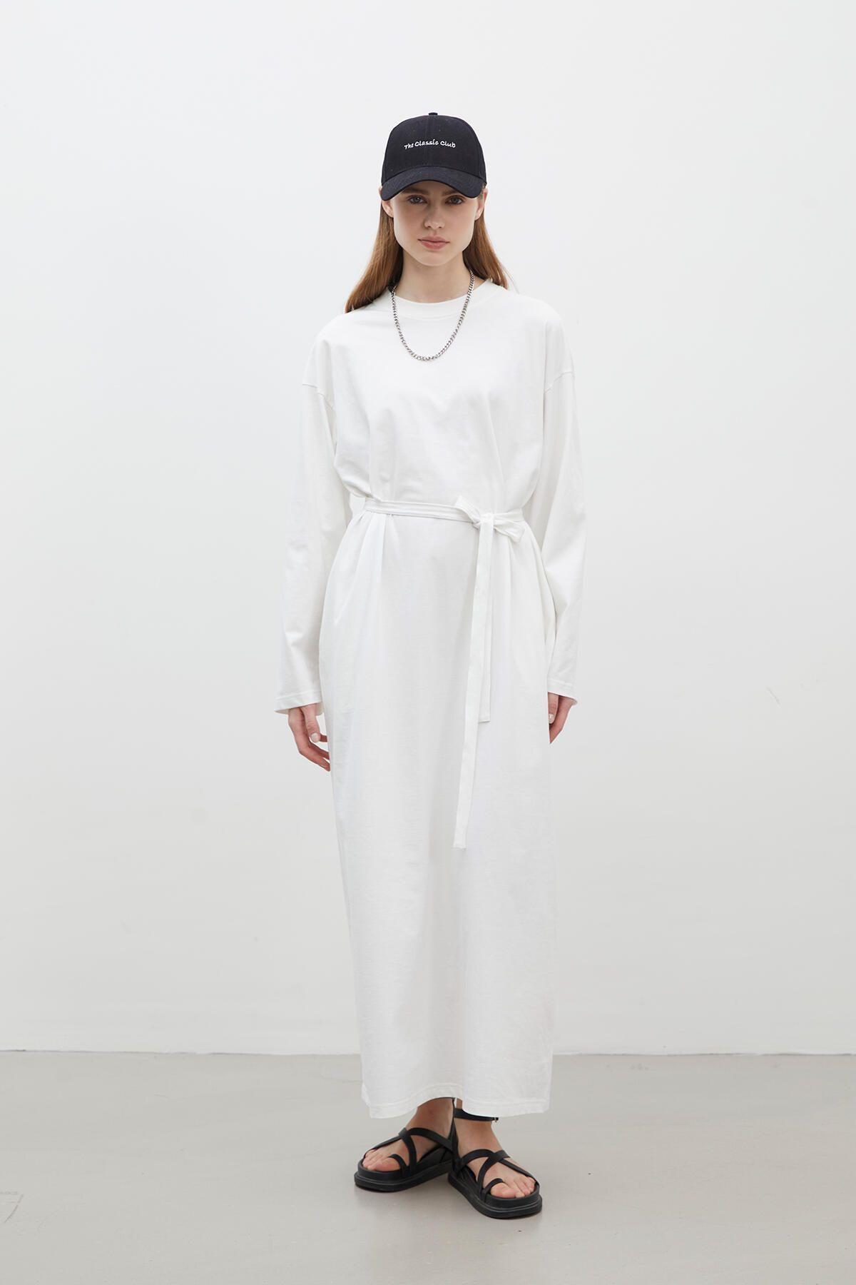 OVERSIZE PAMUKLU ELBİSE EKRU OVERSIZE PAMUKLU ELBİSE EKRU