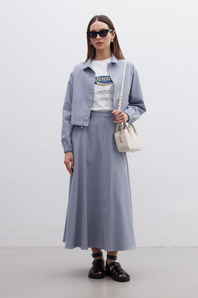 KEMERLİ KLOŞ ETEK İNDİGO KEMERLİ KLOŞ ETEK İNDİGO