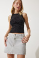 Taş Işlemeli Crop Triko Bluz Siyah Lnj0006 Taş Işlemeli Crop Triko Bluz Siyah Lnj0006