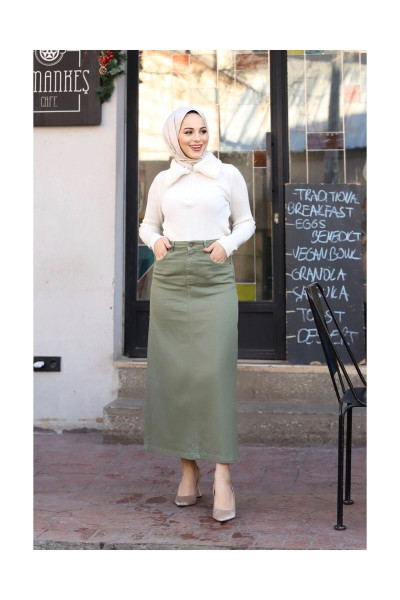 Tesettür Etek - HAKİ Tesettür Etek - HAKİ