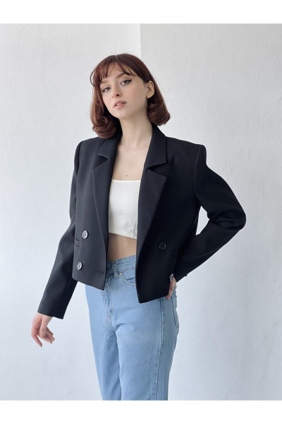 Kısa Blazer Ceket Kadın Siyah Kısa Blazer Ceket Kadın Siyah