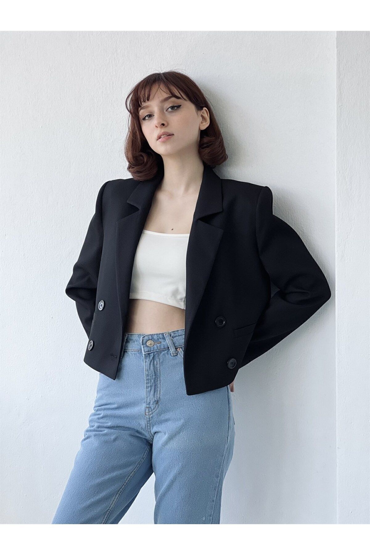 Kısa Blazer Ceket Kadın Siyah Kısa Blazer Ceket Kadın Siyah