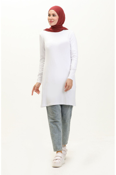 Penye Tunik 10645-05 Beyaz Penye Tunik 10645-05 Beyaz