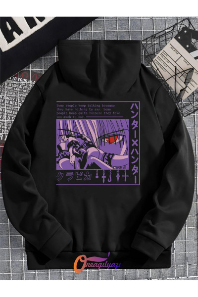 Unisex Mor Anime Baskılı Oversize Kapüşönlü Sweatshirt Unisex Mor Anime Baskılı Oversize Kapüşönlü Sweatshirt