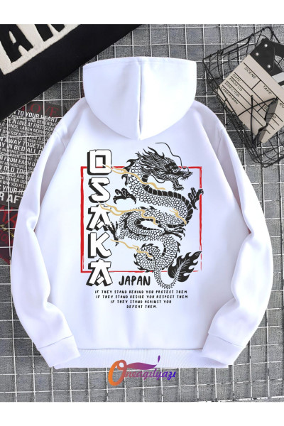 Unisex Osaka Baskılı Oversize Kapüşönlü Sweatshirt Unisex Osaka Baskılı Oversize Kapüşönlü Sweatshirt
