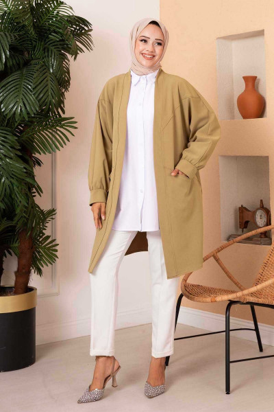 Yanları Cepli Atlas Ceket