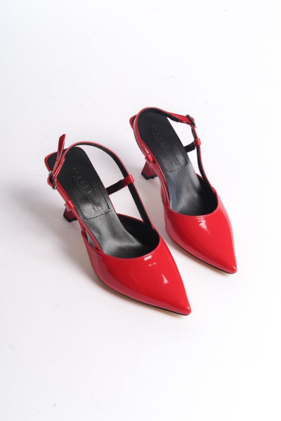 Kadın Topuklu Ayakkabı Arkası Açık Direkli Tokalı Yeni Seri Topuk 9cm