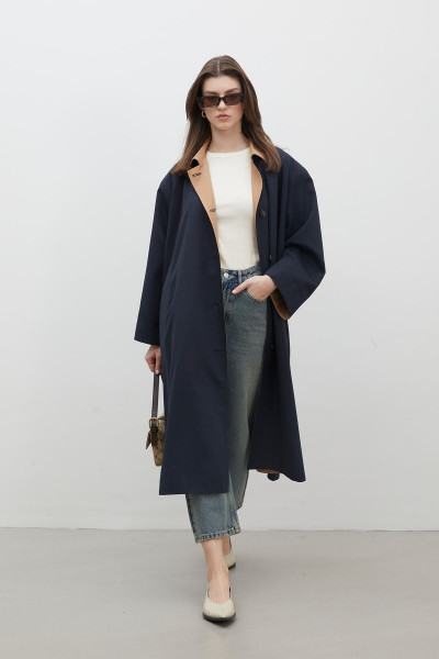 MILANO OVERSIZE TRENÇHKOT LACİVERT