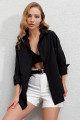Kadın Siyah Oversize Uzun Basic Gömlek Hzl22w-bd139001 Kadın Siyah Oversize Uzun Basic Gömlek Hzl22w-bd139001
