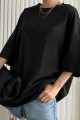Siyah Basic Düz Baskısız Oversize Salas Boyfriend Kadın T-shirt Siyah Basic Düz Baskısız Oversize Salas Boyfriend Kadın T-shirt