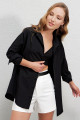 Kadın Siyah Oversize Uzun Basic Gömlek Hzl22w-bd139001 Kadın Siyah Oversize Uzun Basic Gömlek Hzl22w-bd139001