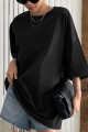 Siyah Basic Düz Baskısız Oversize Salas Boyfriend Kadın T-shirt Siyah Basic Düz Baskısız Oversize Salas Boyfriend Kadın T-shirt