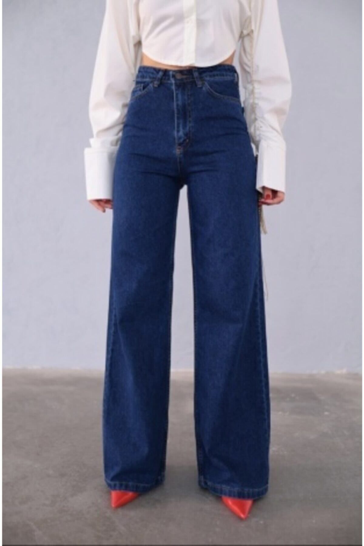 Kadın Yüksekbel Likralı Palazzo Jeans Kadın Yüksekbel Likralı Palazzo Jeans