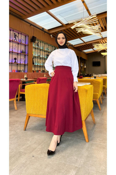 Tesettür Maxi Boy 36-48 Beden Arası (S-M-L-XL) Altı Dikişli Dört Mevsim Skuba Krep Etek Bordo Tesettür Maxi Boy 36-48 Beden Arası (S-M-L-XL) Altı Dikişli Dört Mevsim Skuba Krep Etek Bordo