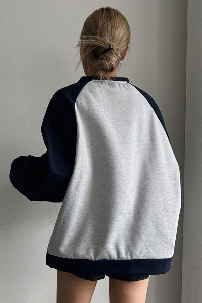 Unisex Gri Reglan Kol Bisiklet Yaka Yıldız Baskılı Oversize Sweatshirt