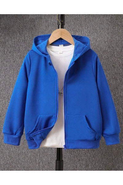 Saks Mavi Fermuarlı Kapüşonlu Sweatshirt Saks Mavi Fermuarlı Kapüşonlu Sweatshirt