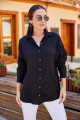 Kadın Siyah Oversize Uzun Basic Gömlek