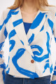 Kadın Saks Kruvaze Yaka Desenli Crop Ceket ARM-24Y001058 Kadın Saks Kruvaze Yaka Desenli Crop Ceket ARM-24Y001058