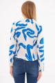 Kadın Saks Kruvaze Yaka Desenli Crop Ceket ARM-24Y001058 Kadın Saks Kruvaze Yaka Desenli Crop Ceket ARM-24Y001058