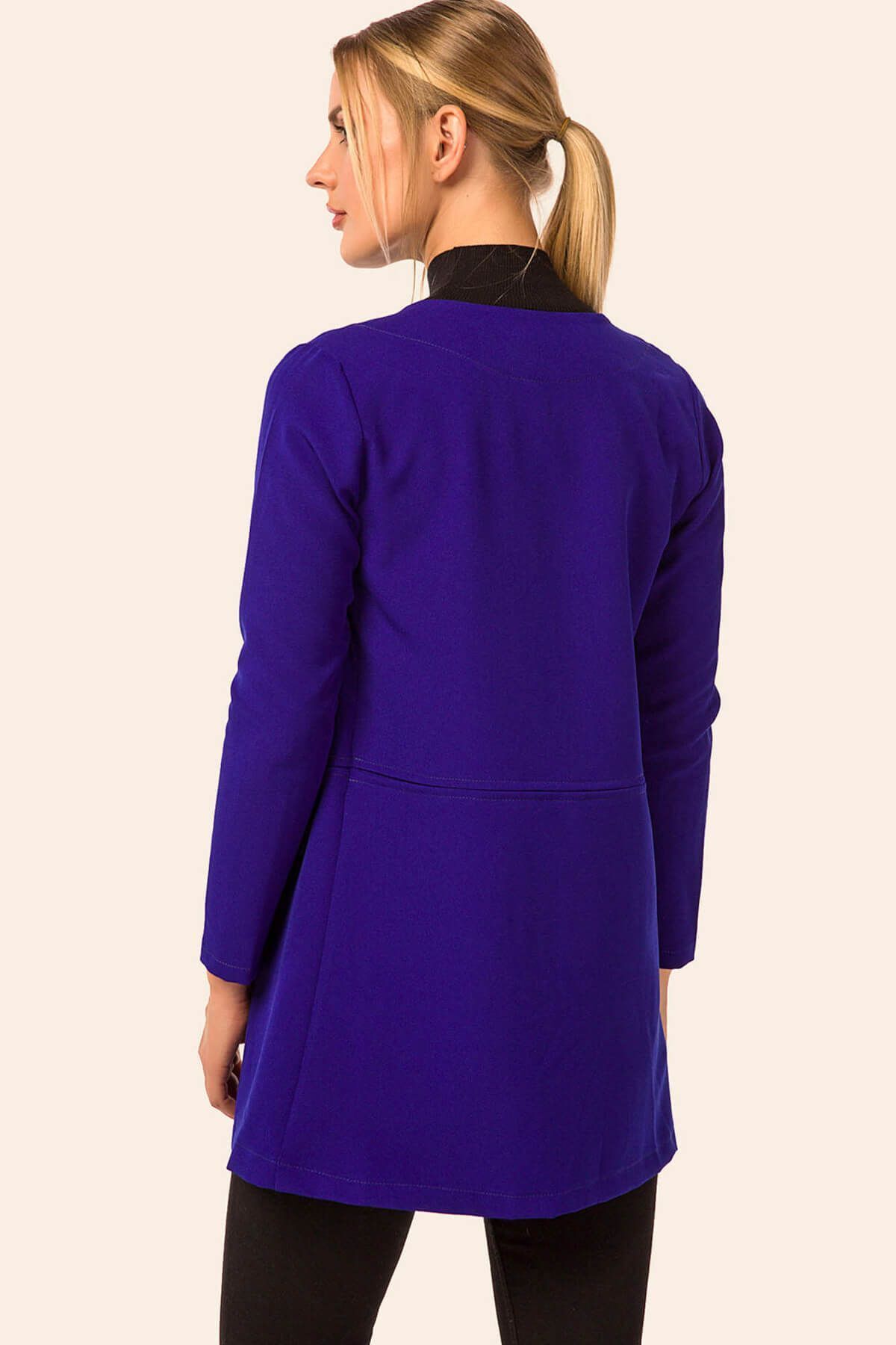 Kadın Saks Beli Dikişli Uzun Ceket ARM-18K001308 Kadın Saks Beli Dikişli Uzun Ceket ARM-18K001308