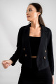 Kadın Siyah Kruvaze Yaka Gabardin Crop Ceket ARM-24Y001010 Kadın Siyah Kruvaze Yaka Gabardin Crop Ceket ARM-24Y001010