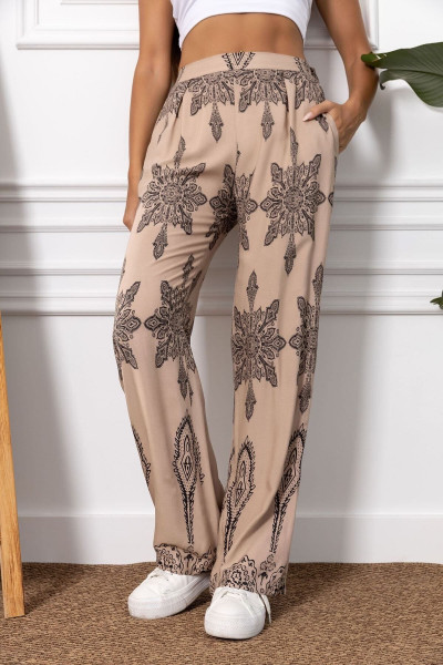 Kadın Vizon Desenli Bol Paça Pantolon ARM-23Y001124
