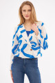 Kadın Saks Kruvaze Yaka Desenli Crop Ceket ARM-24Y001058 Kadın Saks Kruvaze Yaka Desenli Crop Ceket ARM-24Y001058