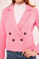 Kadın Pembe Kruvaze Yaka Gabardin Crop Ceket ARM-24Y001010 Kadın Pembe Kruvaze Yaka Gabardin Crop Ceket ARM-24Y001010
