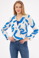 Kadın Saks Kruvaze Yaka Desenli Crop Ceket ARM-24Y001058 Kadın Saks Kruvaze Yaka Desenli Crop Ceket ARM-24Y001058